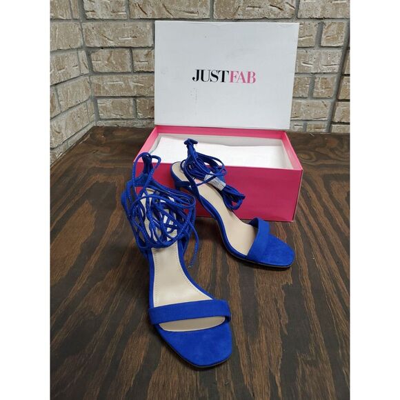JustFab Cobalt Blue Strappy Heels Women Size 8 New‎ With Box - Picture 1 of 8